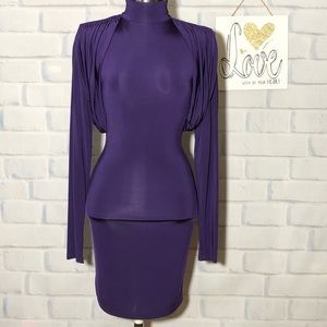 Marciano Purple Long Sleeve Turtleneck Dress